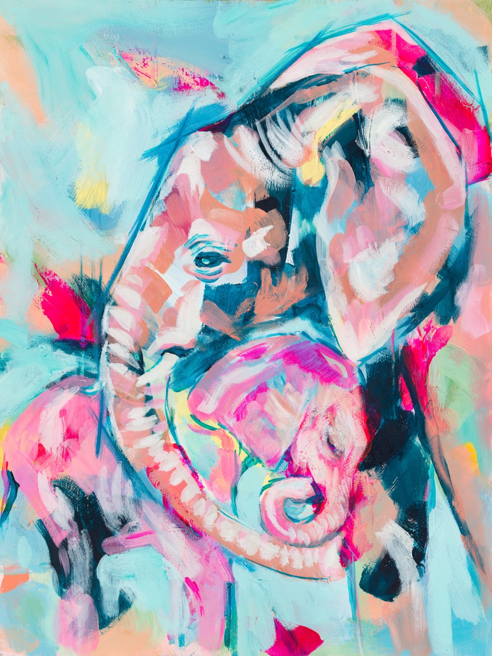 REPRODUCTION OF "ELEPHANT AND CALF" PAINTING