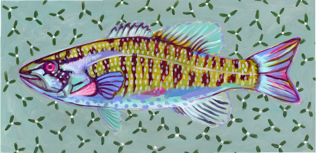 SMALLMOUTH BASS| 12X24 | ORIGINAL ACRYLIC PAINTING ON CANVAS | Item number 22-38P