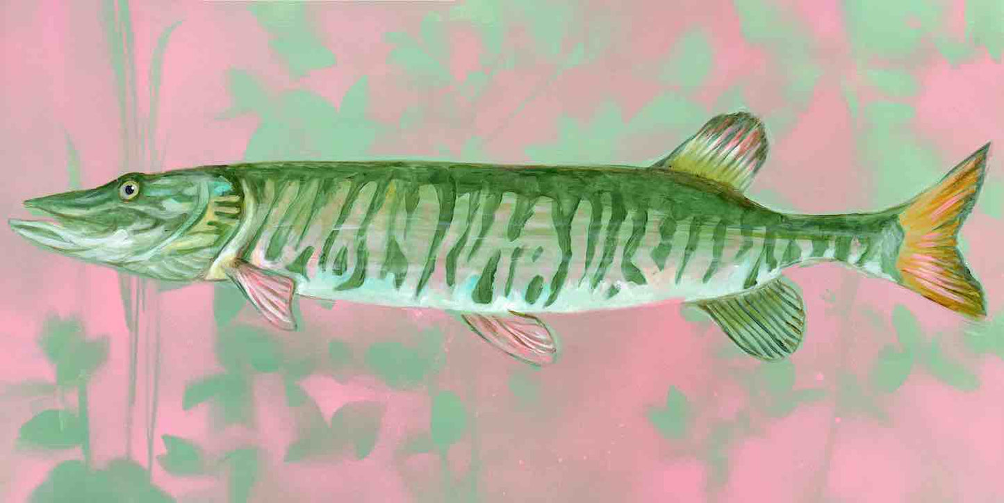 TIGER MUSKIE | 12x24 | ORIGINAL ACRYLIC PAINTING ON WOOD | Item number 23-08P