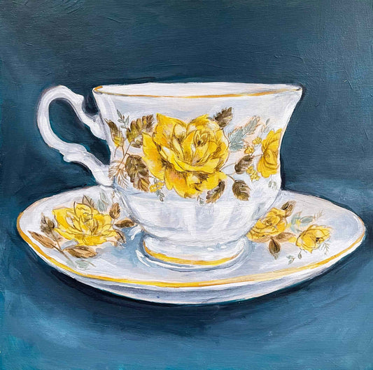 YELLOW ROSE 2 | 10x10 | ORIGINAL ACRYLIC PAINTING ON WOOD | 23-16P