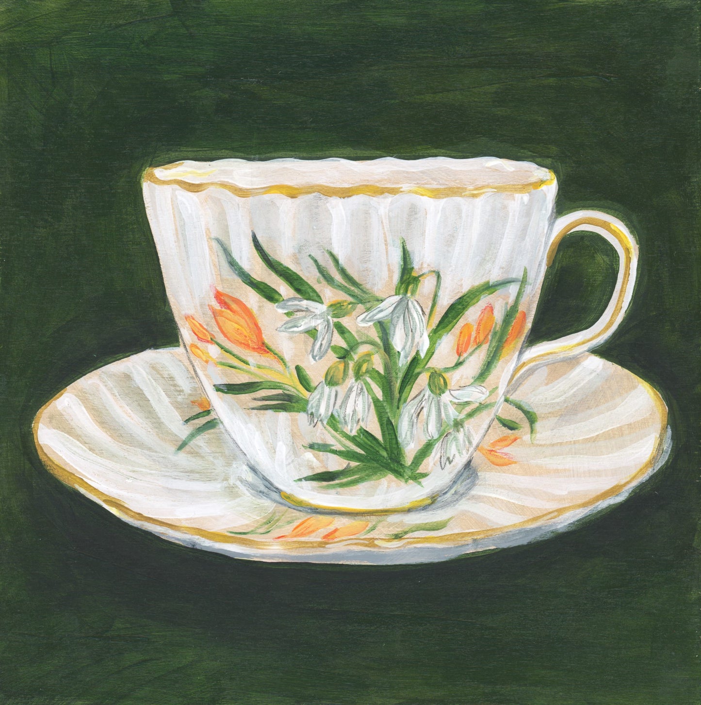 SNOWDROPS | 8X8 | ORIGINAL ACRYLIC PAINTING ON WOOD | 23-17P
