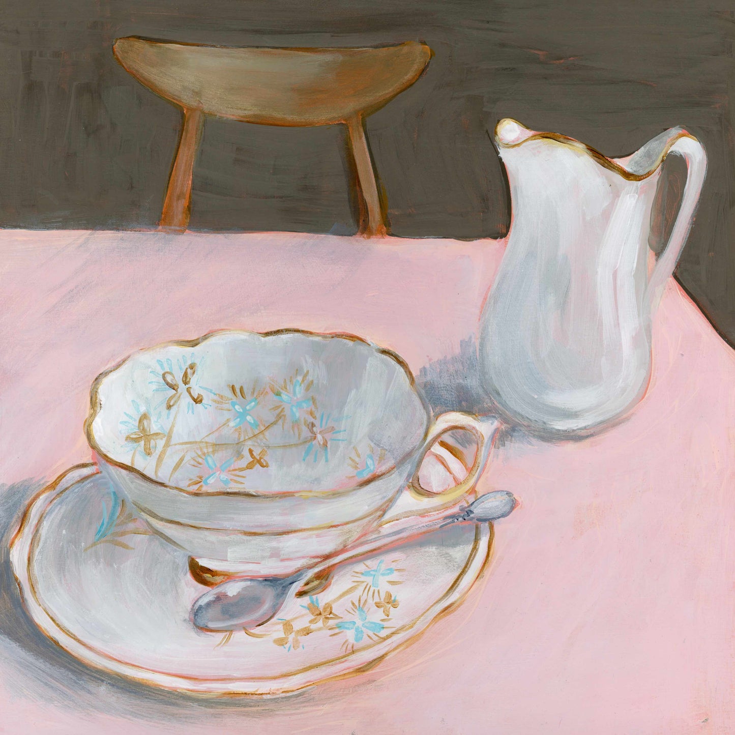 MID CENTURY TEA 2| 12x12 | ORIGINAL ACRYLIC PAINTING ON WOOD | 23-22P