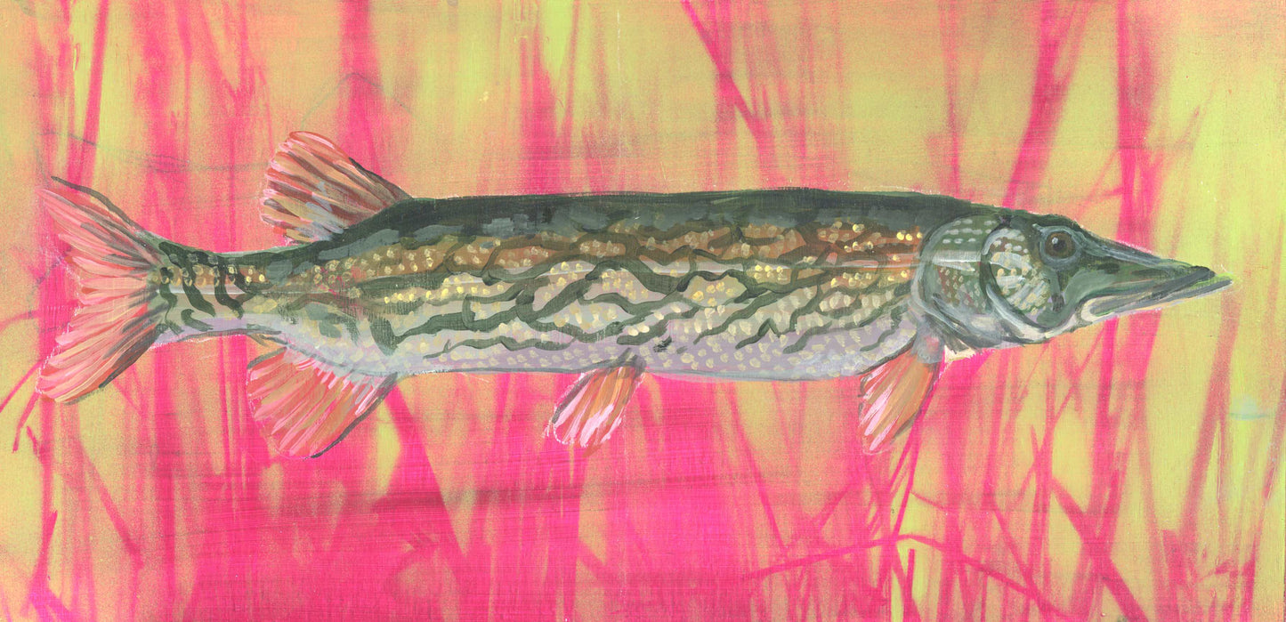PICKEREL| 6x12 | ORIGINAL ACRYLIC PAINTING ON WOOD | Item number 23-11P