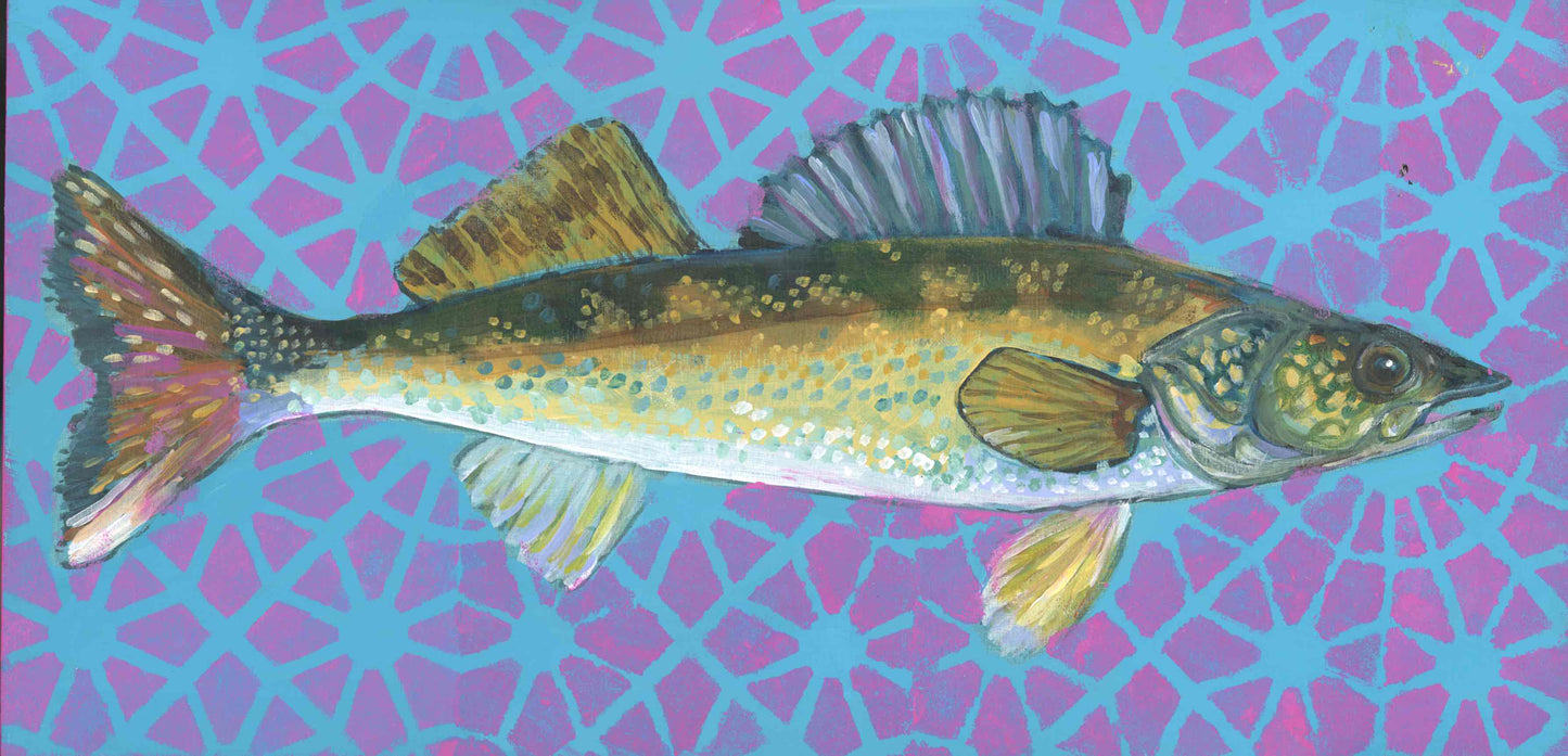 WALLEYE | 6x12 | ORIGINAL ACRYLIC PAINTING ON WOOD | Item number 23-36P
