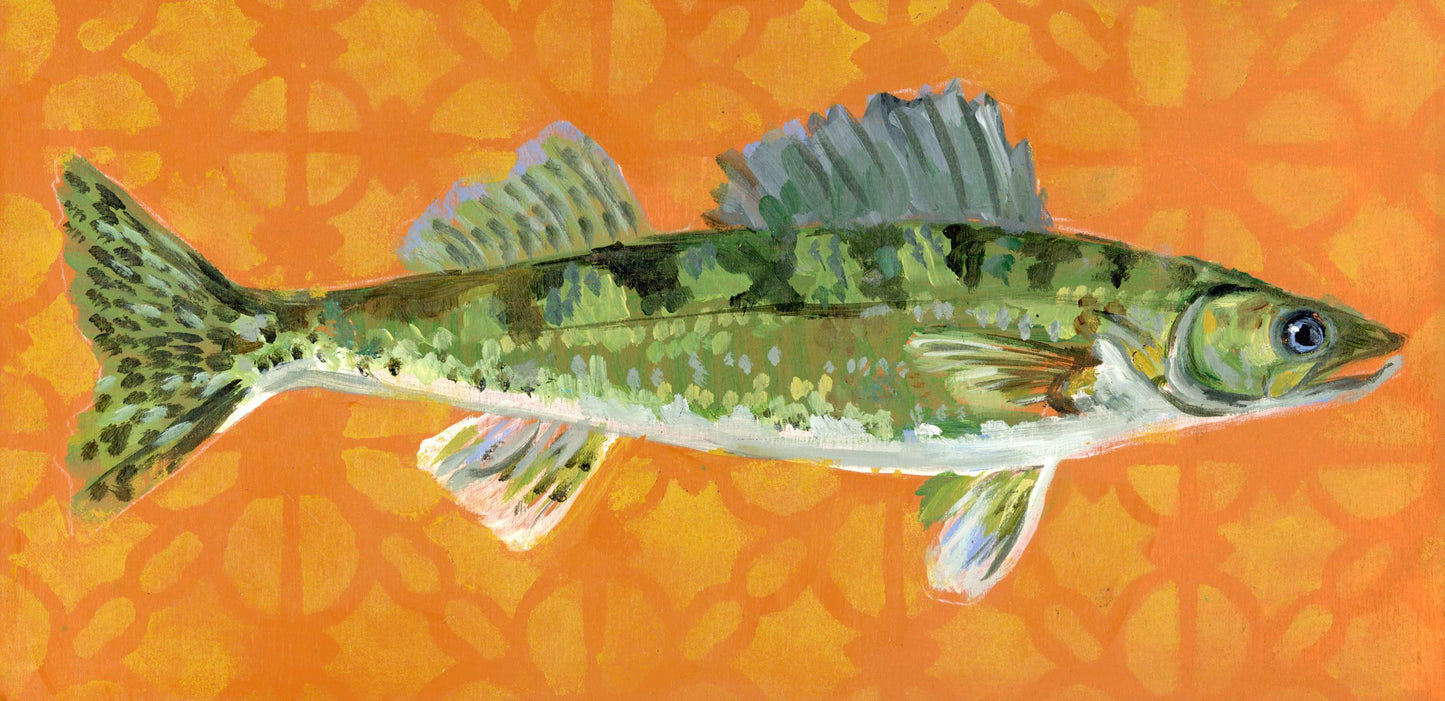 WALLEYE C | 6x12 | ORIGINAL ACRYLIC PAINTING ON WOOD | Item number 23-41P