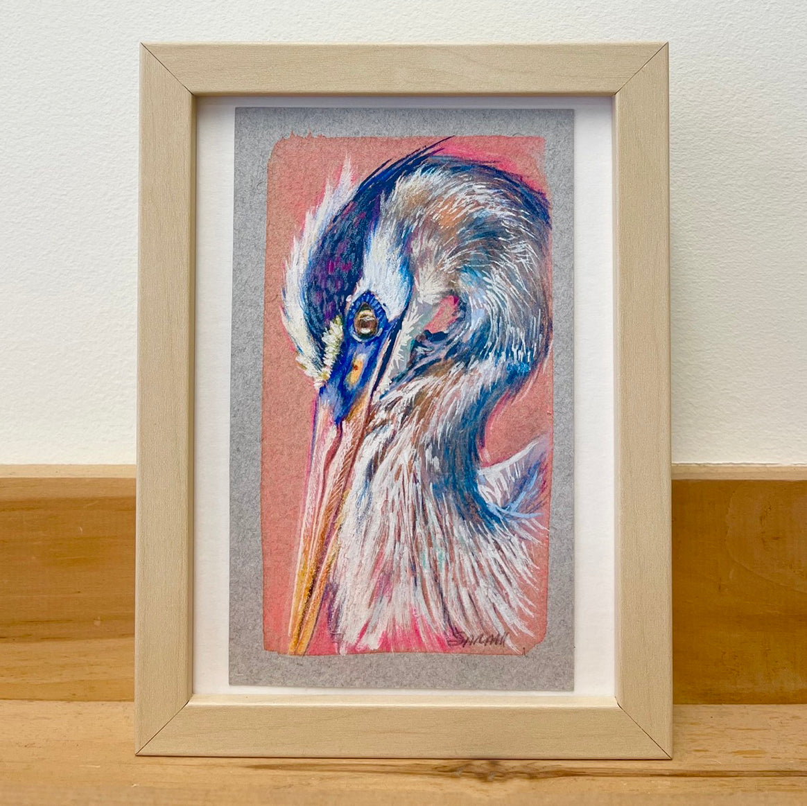 GREAT BLUE HERON SKETCH | 4 x 6.5 | ORIGINAL PAINTING ON PAPER | Item number 26-09