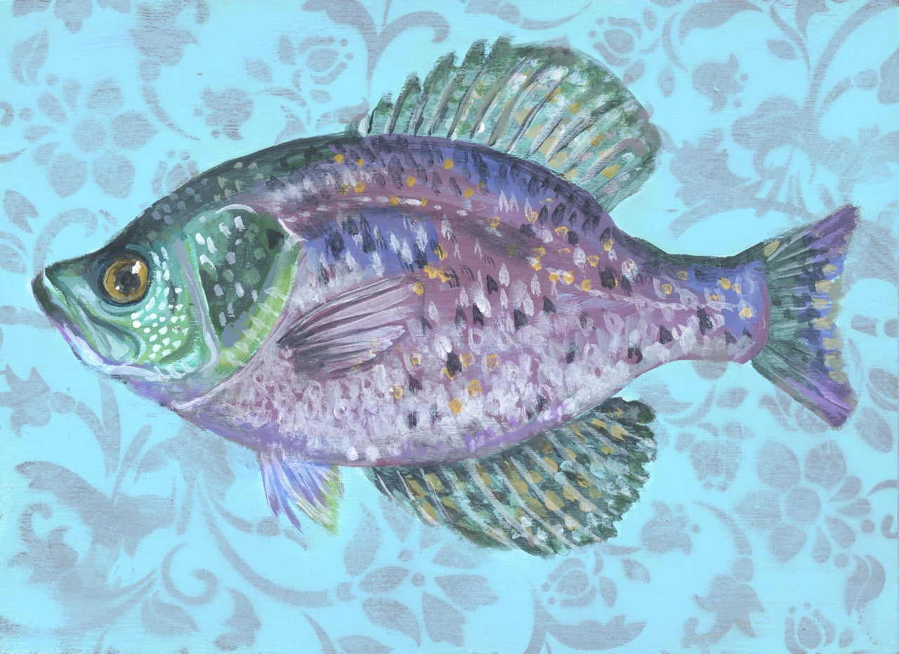 Original painting: abstract wall art of fish.