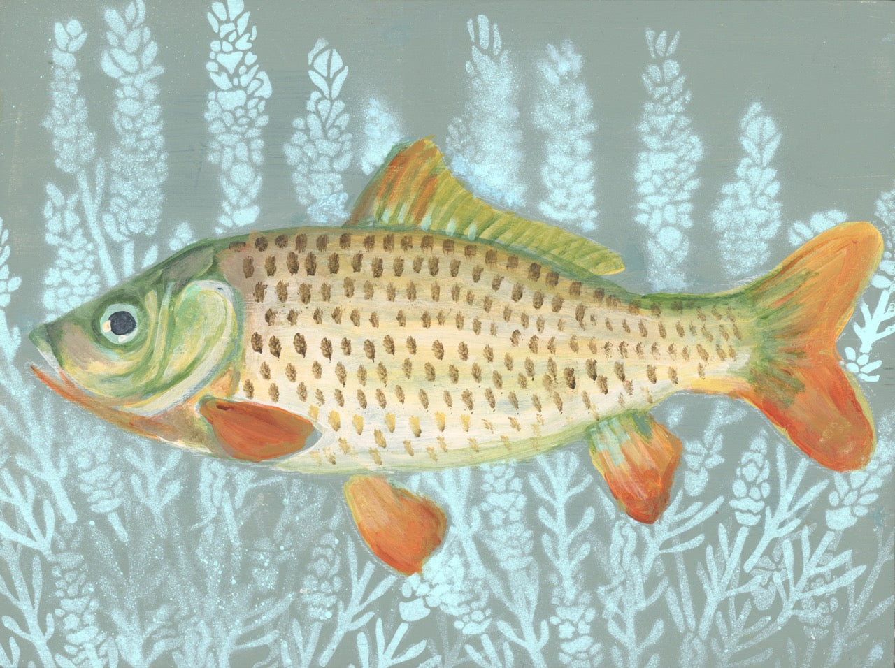 Original painting: Fish art, home decor, coastal decor.