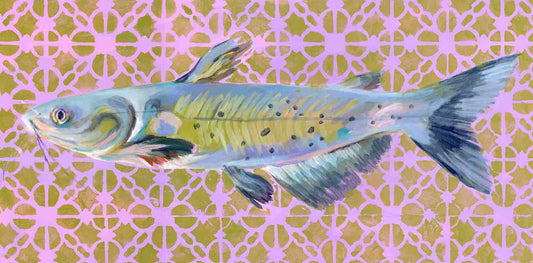 Original art: Fish painting of a catfish, nautical art.