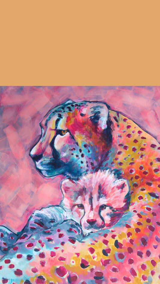 Cheetah and Cub Phone Wallpaper| Digital Download