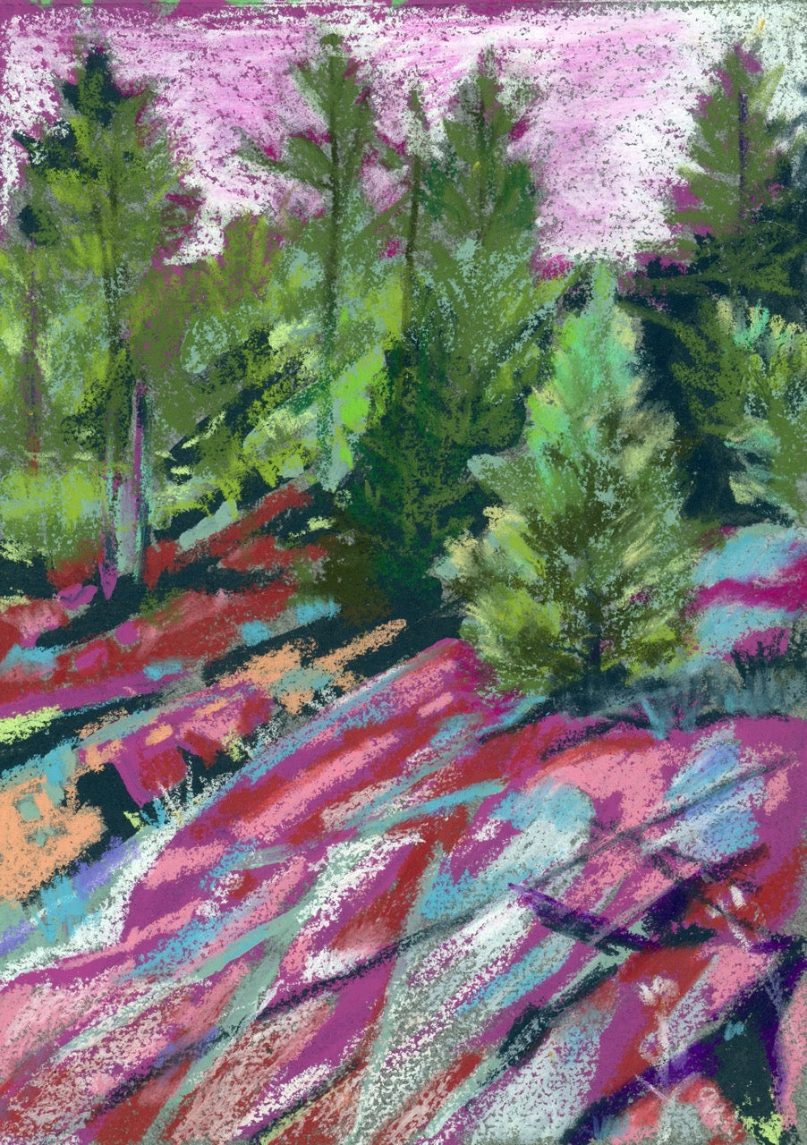 RAGGED CHUTES | 5x7 | ACRYLIC ON OIL PASTEL | 23-62