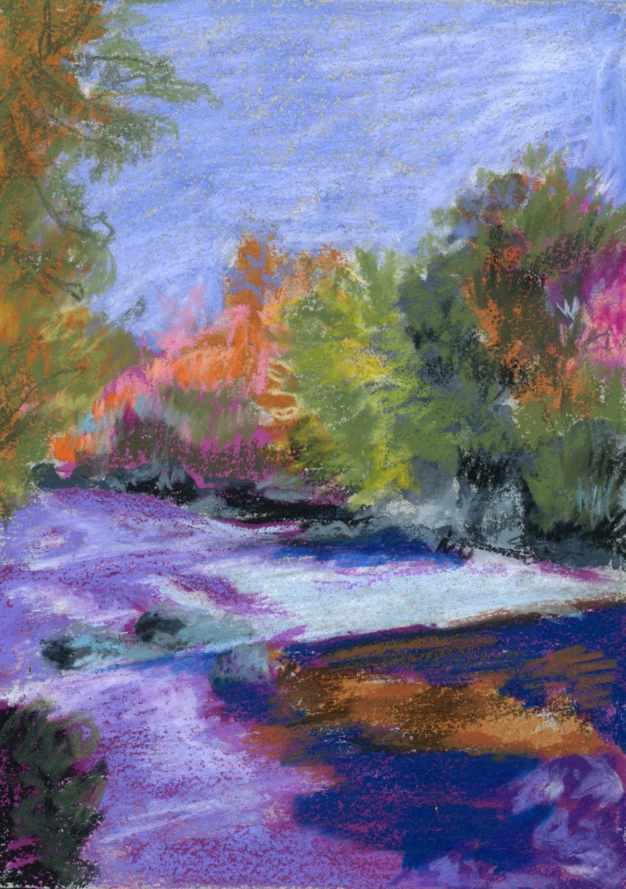 UPPER RAPIDS | 5x7 | ACRYLIC ON OIL PASTEL | 23-68