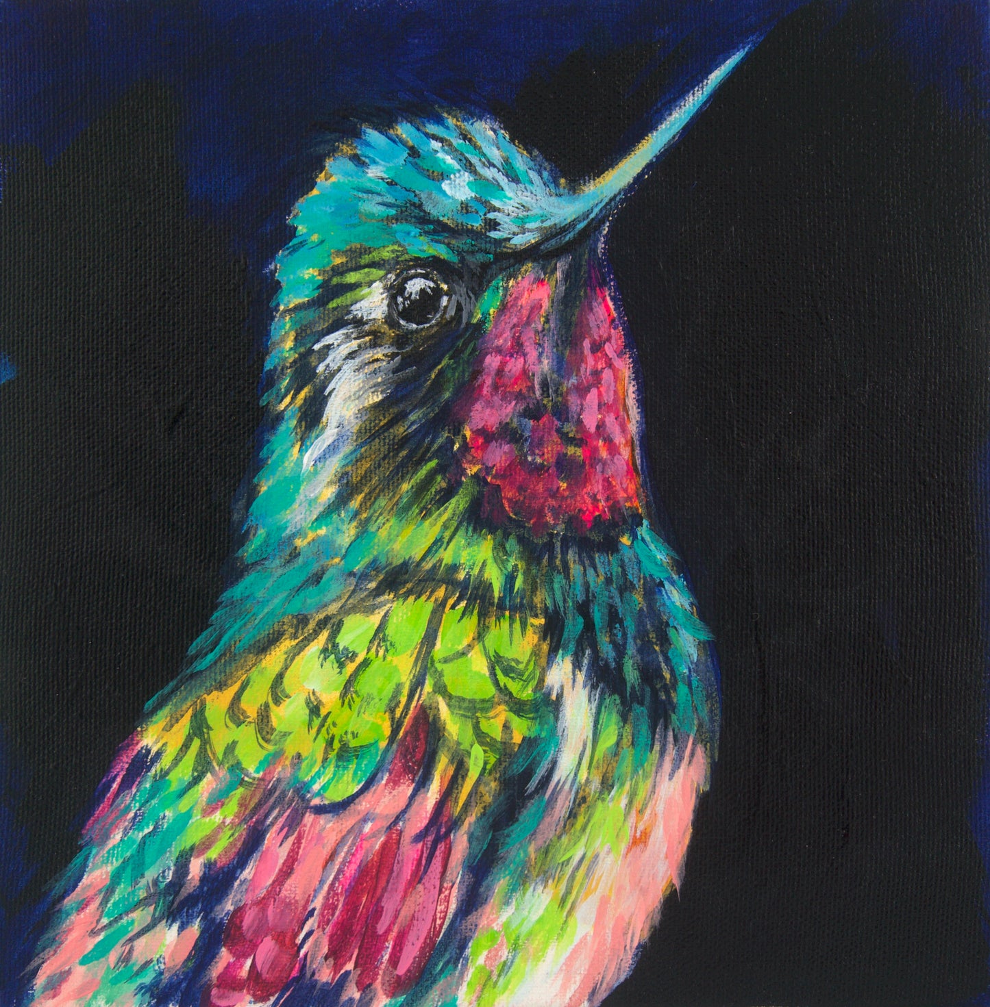 HUMMINGBIRD | 8x8 | ORIGINAL ACRYLIC PAINTING ON CANVAS