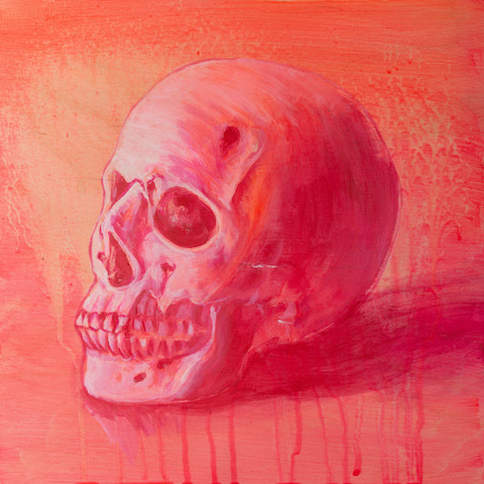 Original painting: skull, skeleton, wall art, halloween decor.