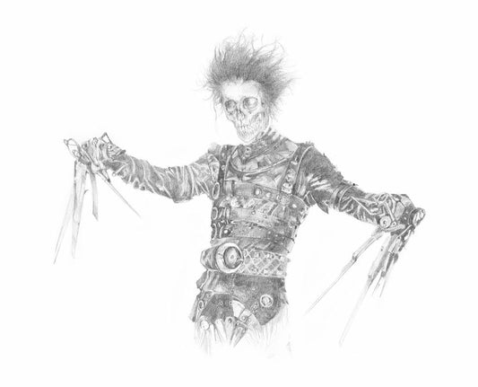 Original Drawing:  graphite drawing of skeleton. Halloween home decor.