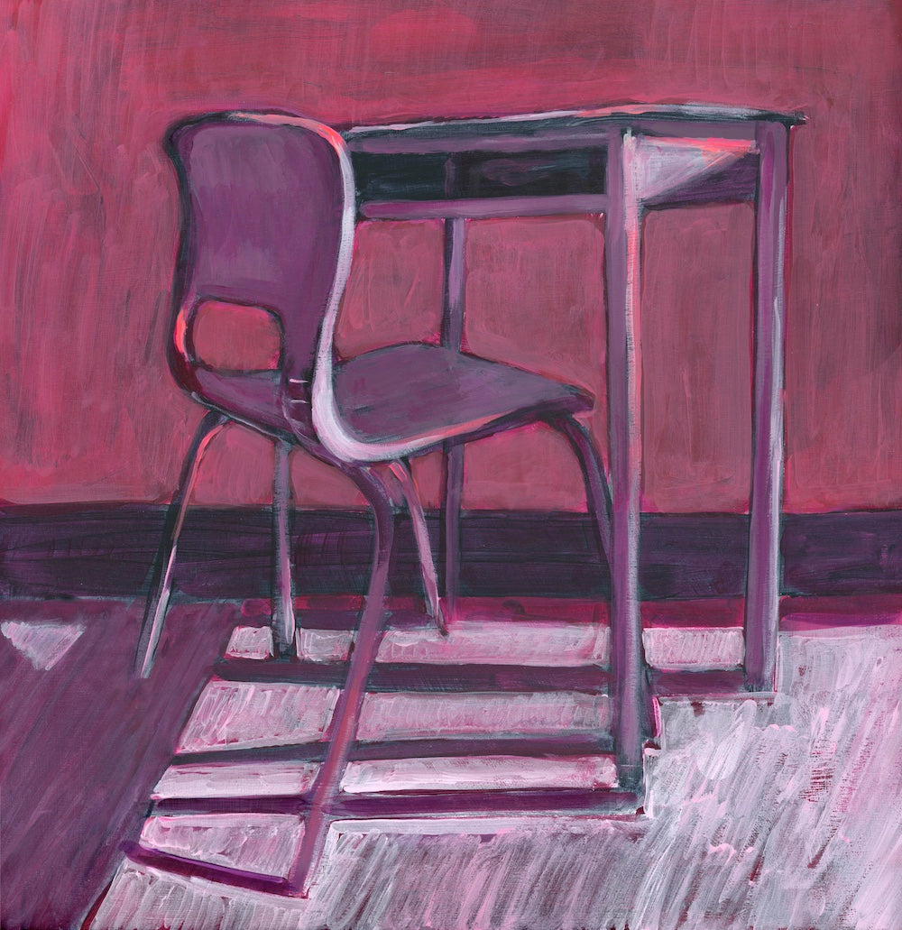 Original painting: Still life, wall decor, painting of a chair and table.