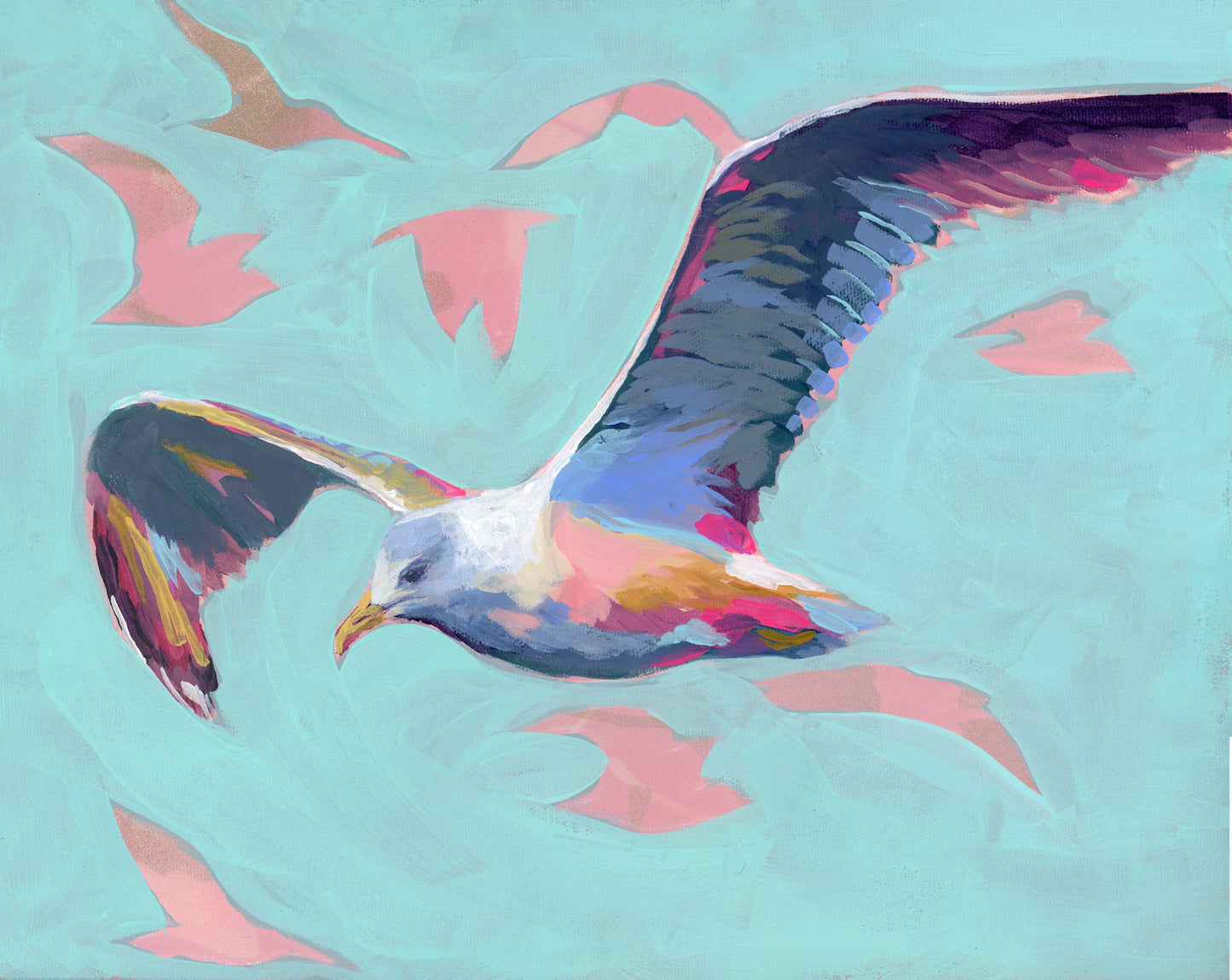 Single Gull | 11x14 | ORIGINAL SPRAY PAINT AND ACRYLIC PAINTING ON CANVAS | 22-51P