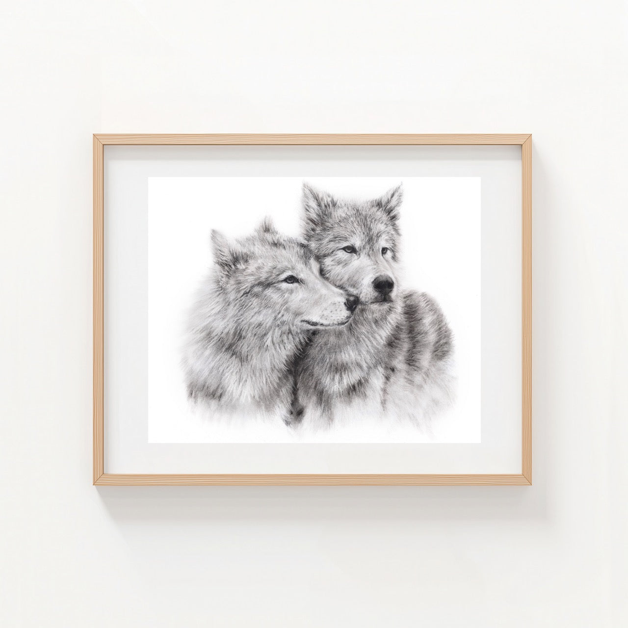 PRINT REPRODUCTION OF "WOLVES" CHARCOAL