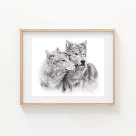 PRINT REPRODUCTION OF "WOLVES" CHARCOAL