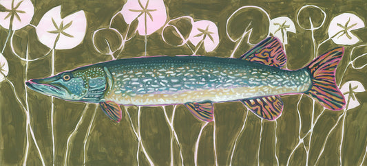 NORTHERN PIKE| 10X22 | ORIGINAL ACRYLIC PAINTING ON WOOD | Item number 22-39P