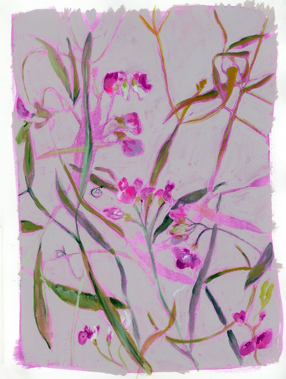 Floral Art: Original painting of Sweet Pea.