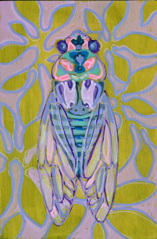 CICADA ORNI | 4x6 | ACRYLIC ON WOOD | 25-55