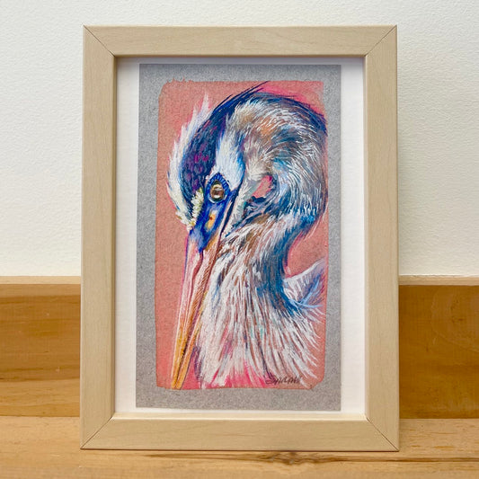 GREAT BLUE HERON SKETCH | 4 x 6.5 | ORIGINAL PAINTING ON PAPER | Item number 26-09