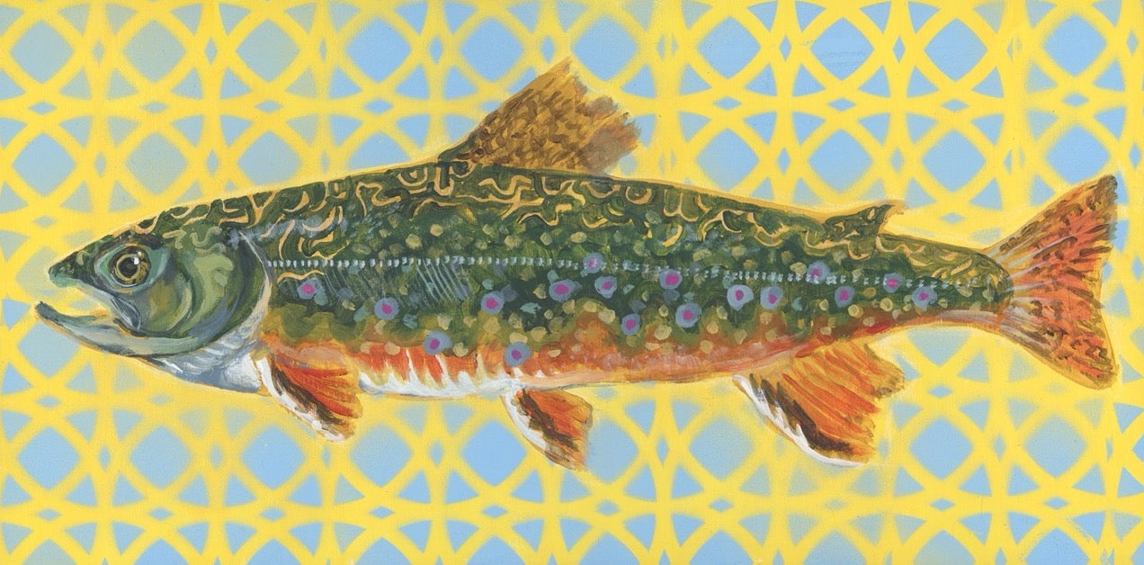 Original painting: abstract wall art of fish.