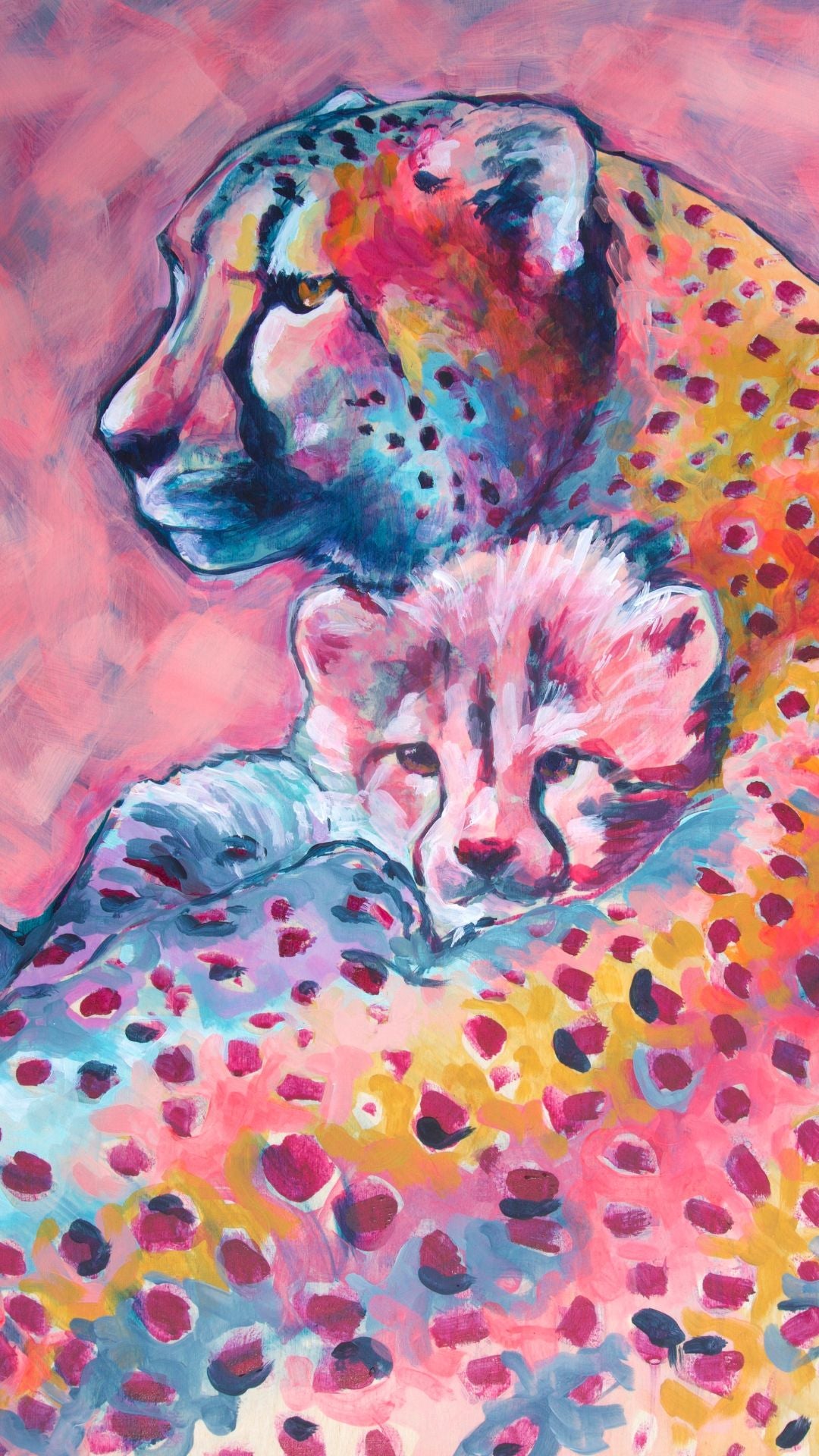 Cheetah and Cub Phone Wallpaper| Digital Download