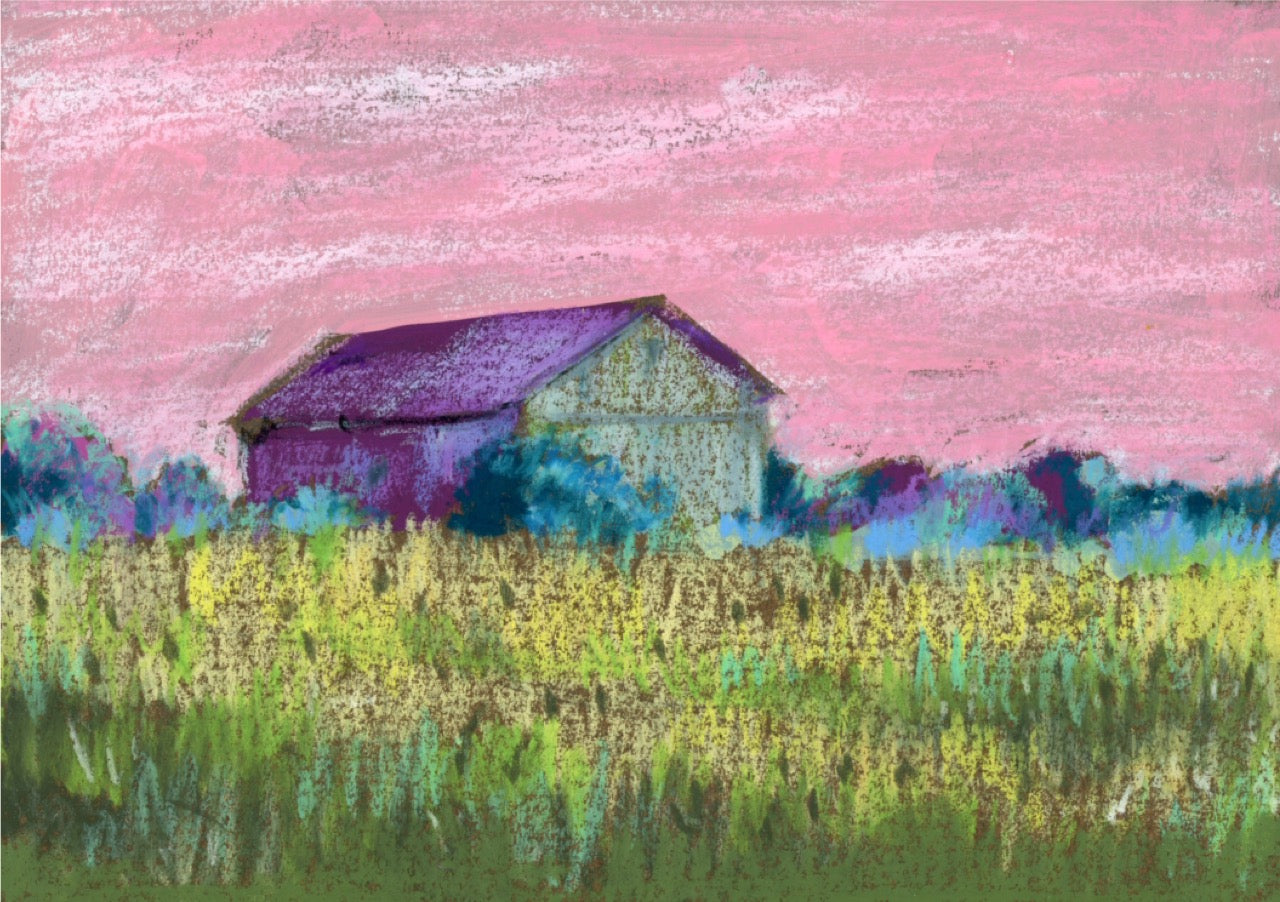 LONG WAY HOME SUNSET SKETCH | 5x7 | ACRYLIC ON OIL PASTEL | 23-69
