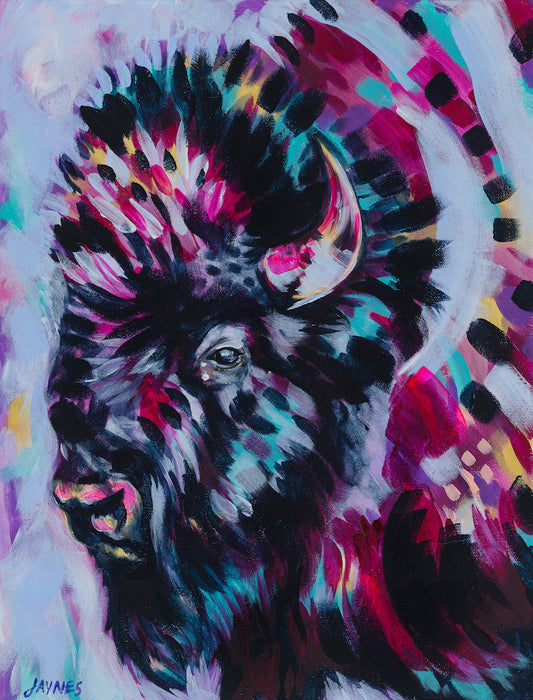 Original art: Abstract painting of bison, wall art and home decor.