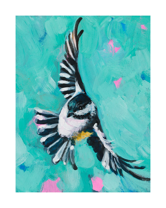 CHICKADEE IN FLIGHT