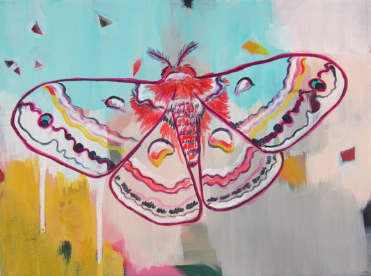 Original painting of a moth. Abstract wall decor art.