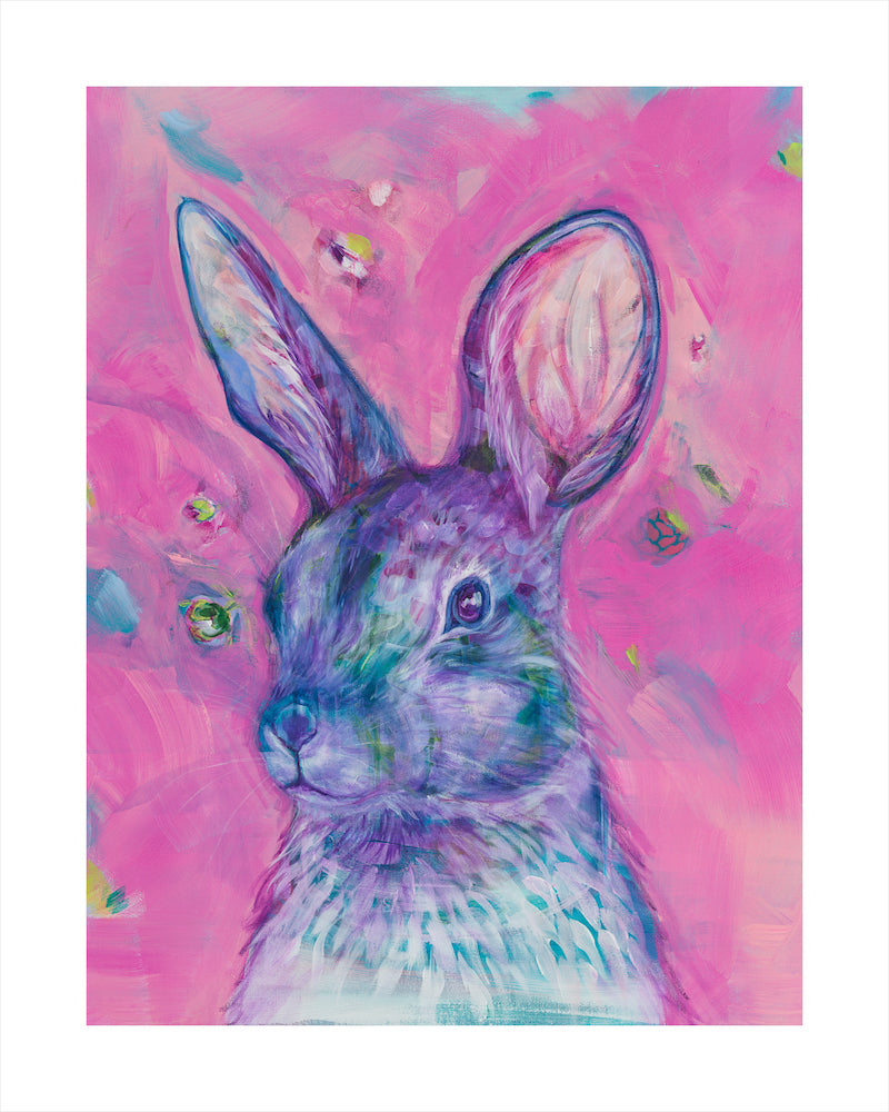 Original painting of a bunny. Nursery wall art decor.