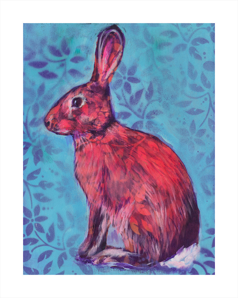 Original painting of a cottontail rabbit. Beautiful art for nursery or home decor. 