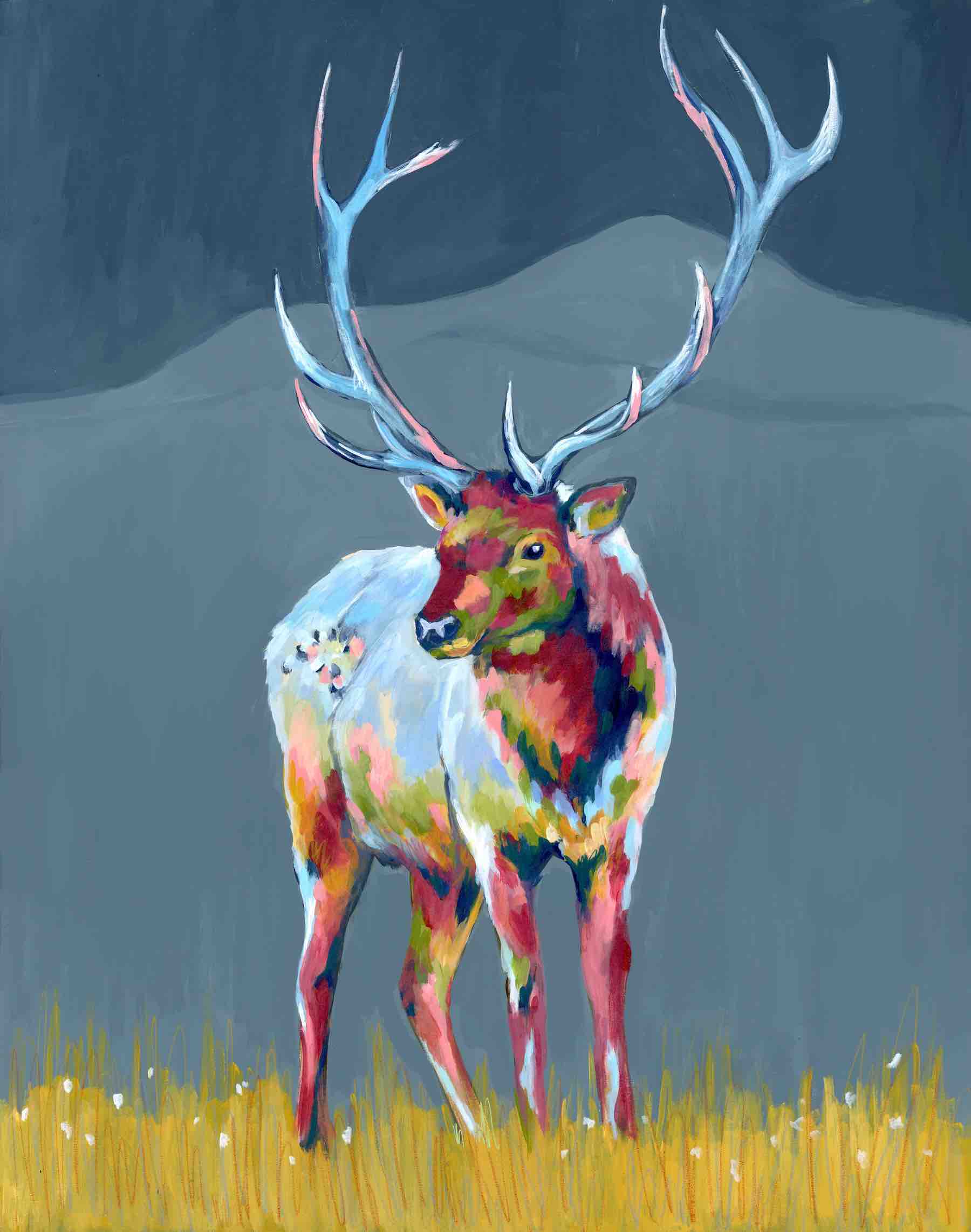 Original Painting: Abstract artwork of an Elk. Wildlife art for the home. 