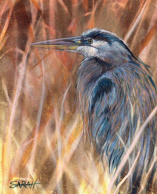 Heron in Fall Foliage | 16x20 | ORIGINAL SPRAY PAINT AND ACRYLIC PAINTING ON CANVAS | 21-72P