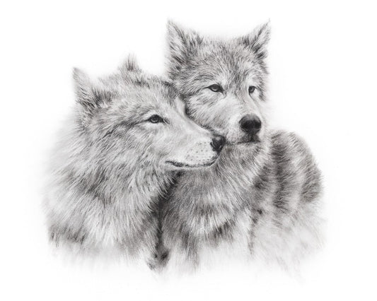 PRINT REPRODUCTION OF "WOLVES" CHARCOAL